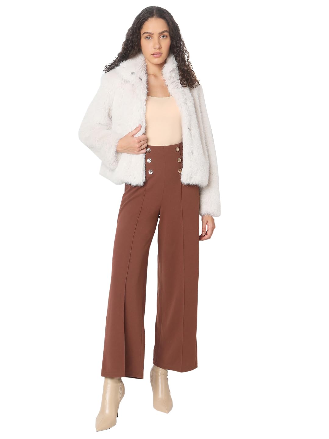 Womens Regular Fit Beige Jacket - Image 5