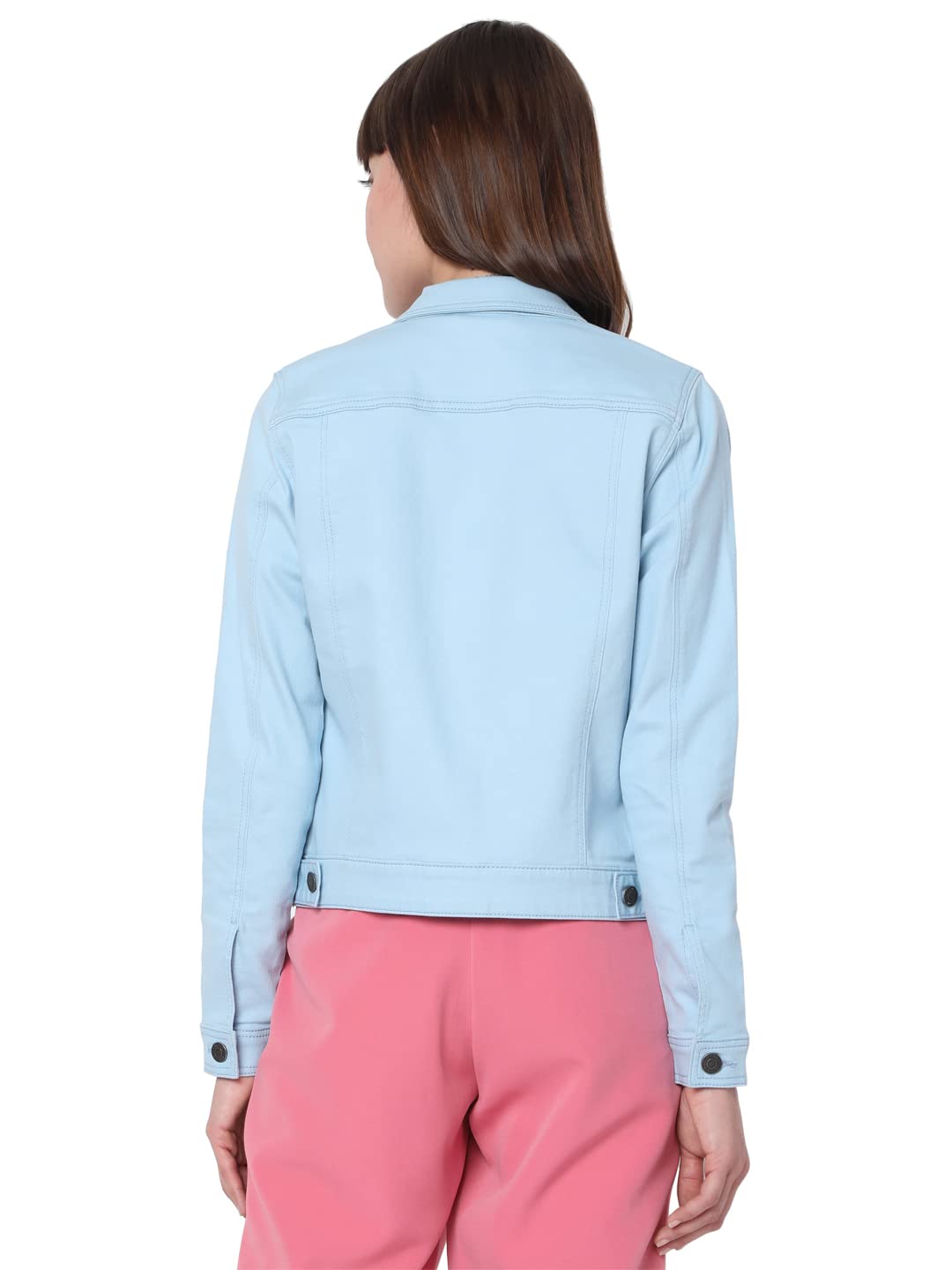 Solid Cotton Round Neck Womens Casual Jacket - Image 9