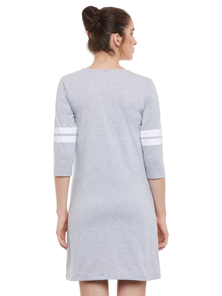 Women's Super Soft Solid Round Neck 3/4th Sleeves Paneled Color Block Mini Shift Dress - Image 4