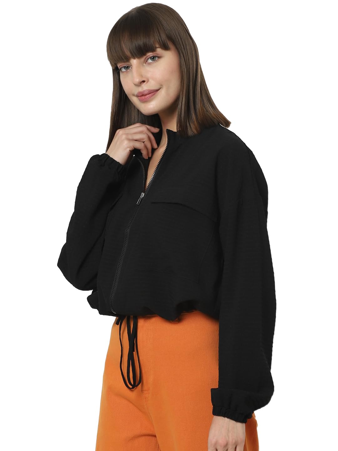 Women's Polyester Blend Crop Casual Jacket - Image 3