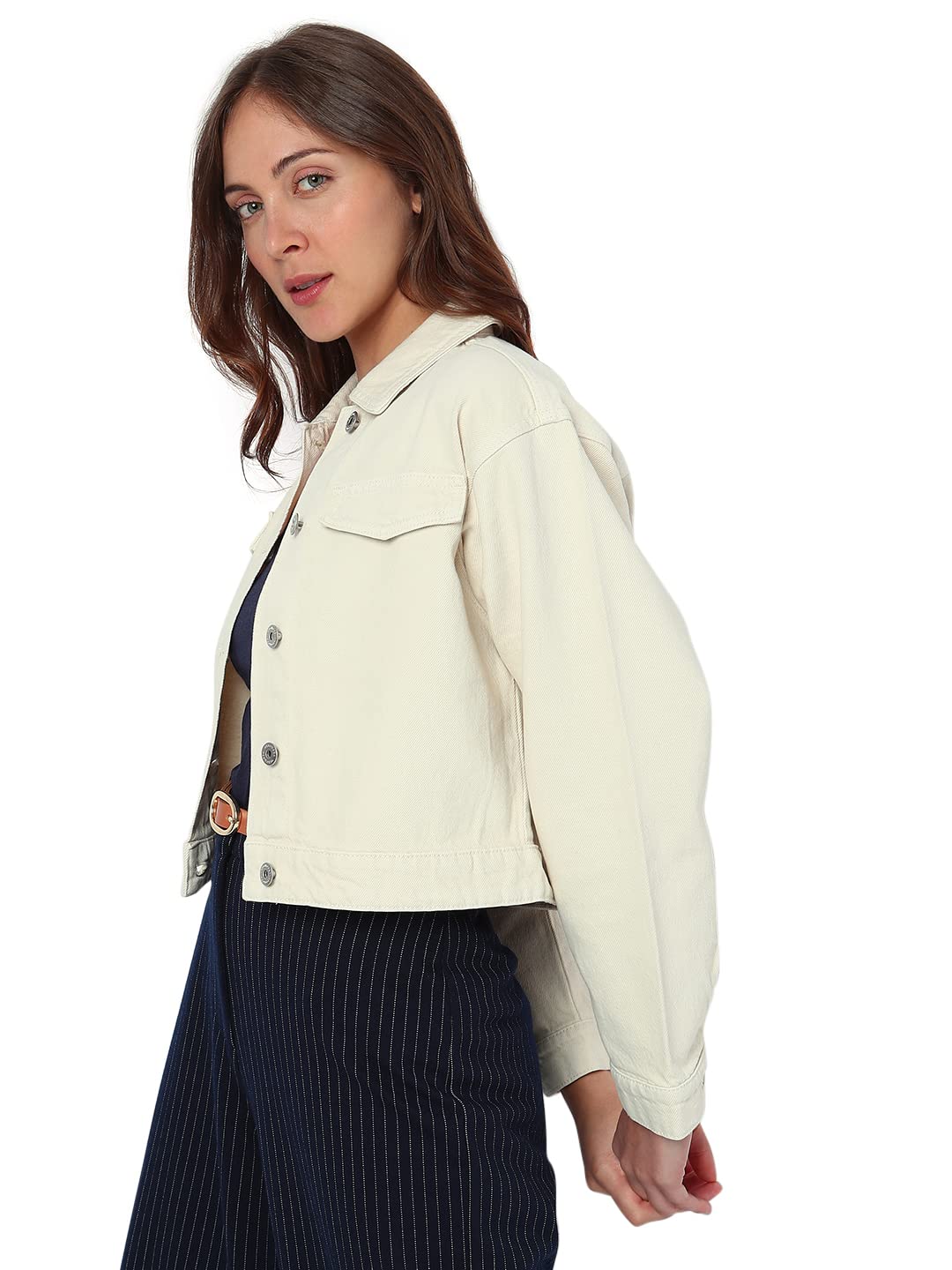 Denim Cotton Regular Fit Women's Jacket - Image 3