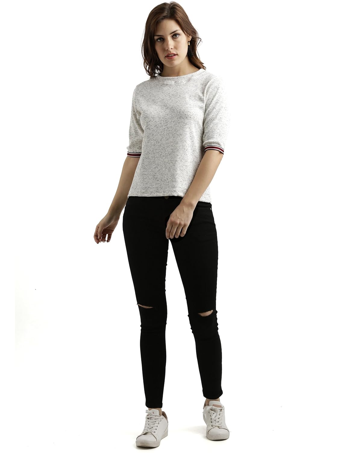 Women's Yellow Short Sleeve Round Neck Solid Lace Panelled Top - Image 9