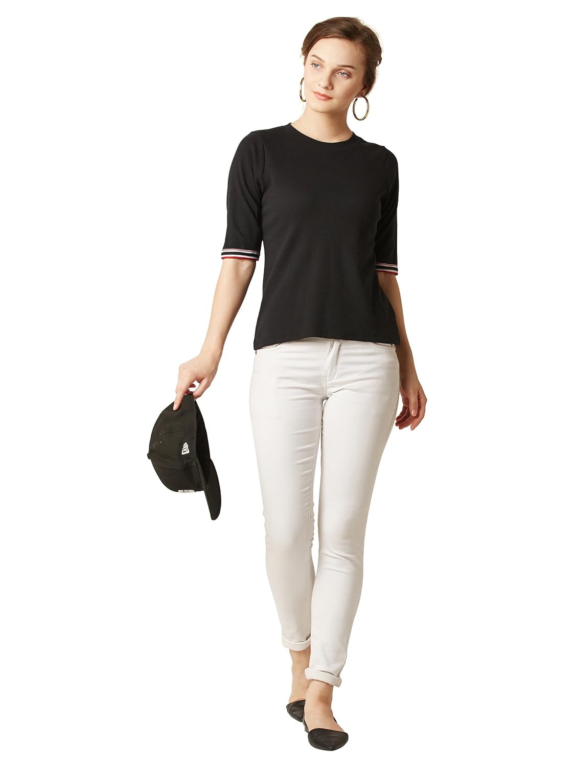 Women's Yellow Short Sleeve Round Neck Solid Lace Panelled Top - Image 2