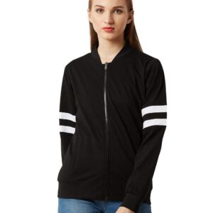 Women's Green Cotton Bomber Jacket