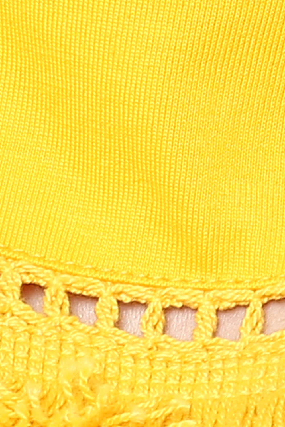 Women's Yellow Short Sleeve Round Neck Solid Lace Panelled Top - Image 16