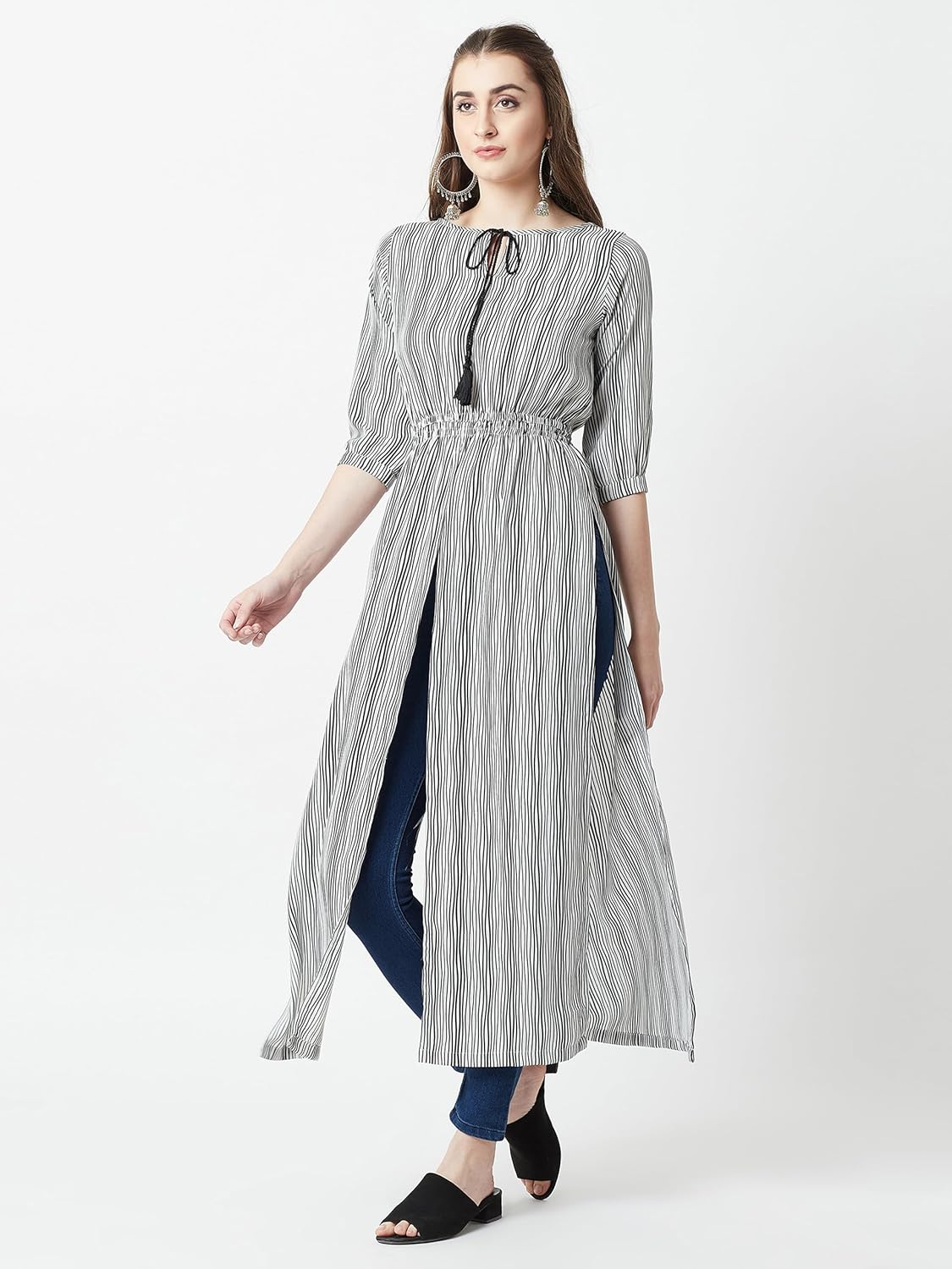 Women's Striped Relaxed Fit Waist Elasticated - Image 2