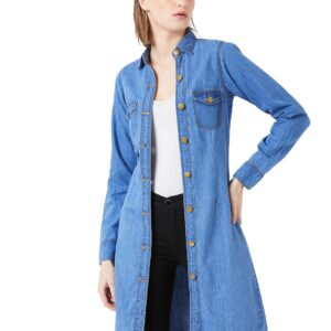 Women's Blue Denim Collar Neck Long Shrug