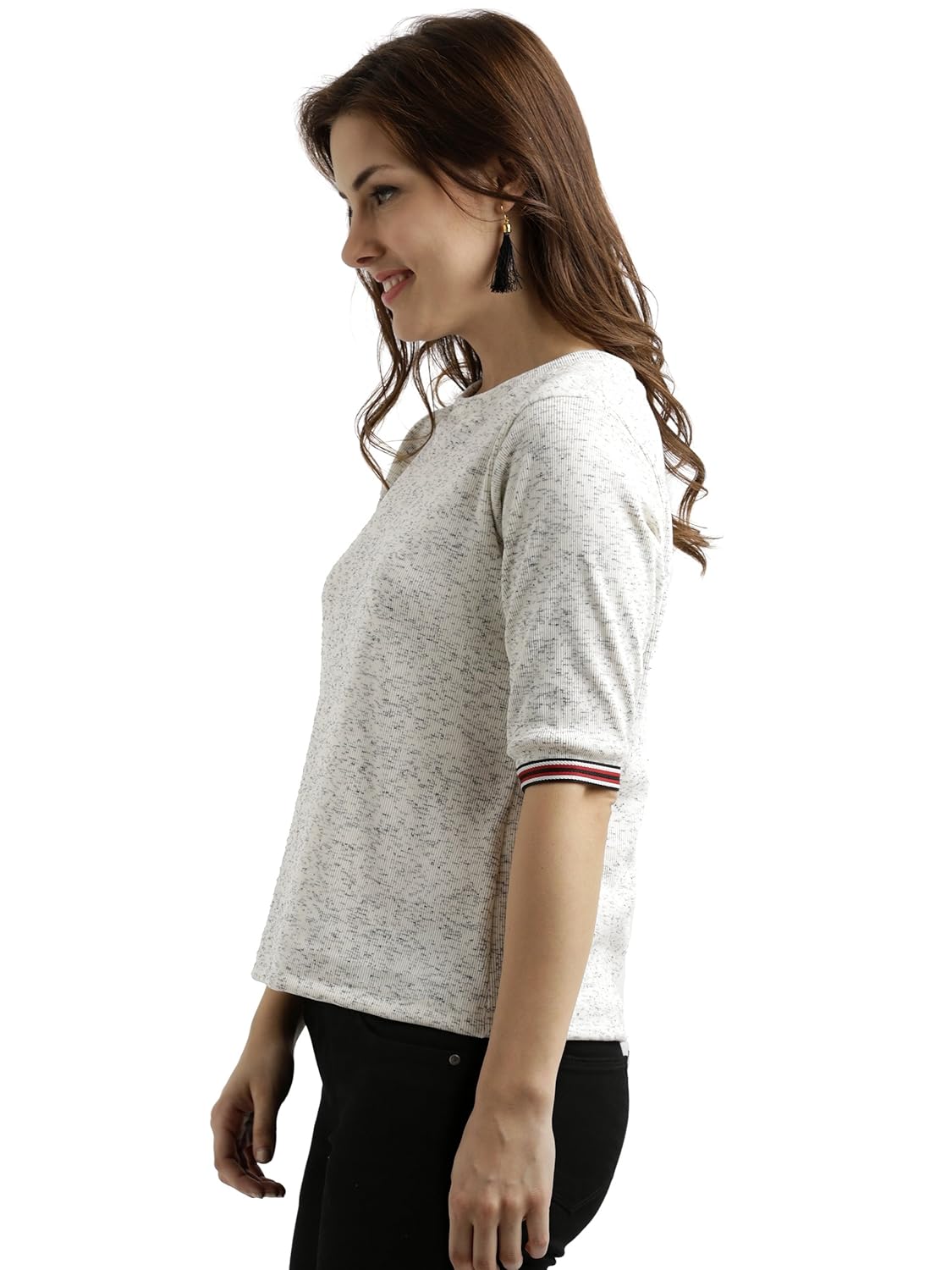 Women's Yellow Short Sleeve Round Neck Solid Lace Panelled Top - Image 10