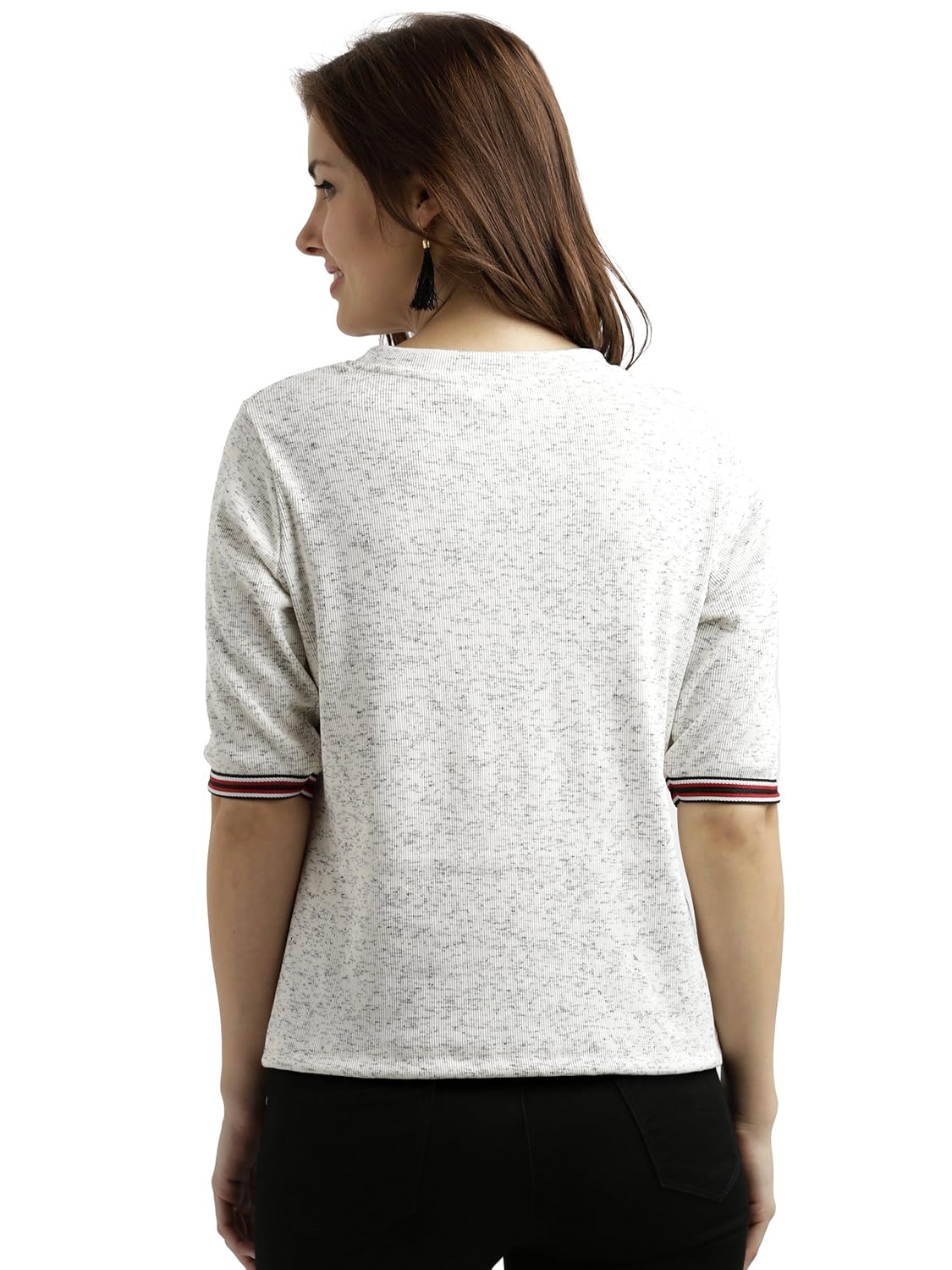 Women's Yellow Short Sleeve Round Neck Solid Lace Panelled Top - Image 11