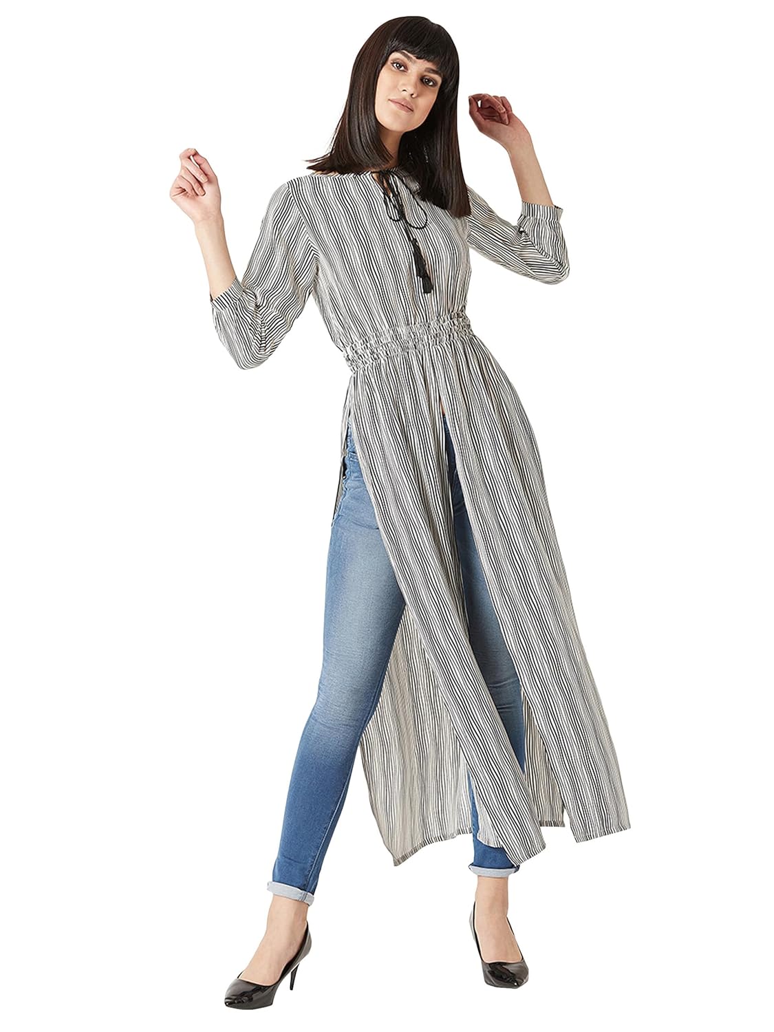 Women's Striped Relaxed Fit Waist Elasticated