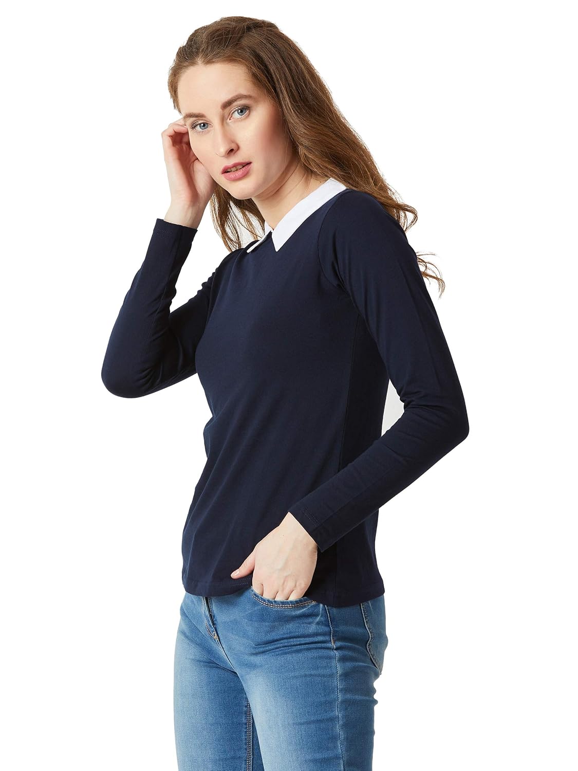 Women's Cotton Full Sleeve Collared Regular Fit Top - Image 3