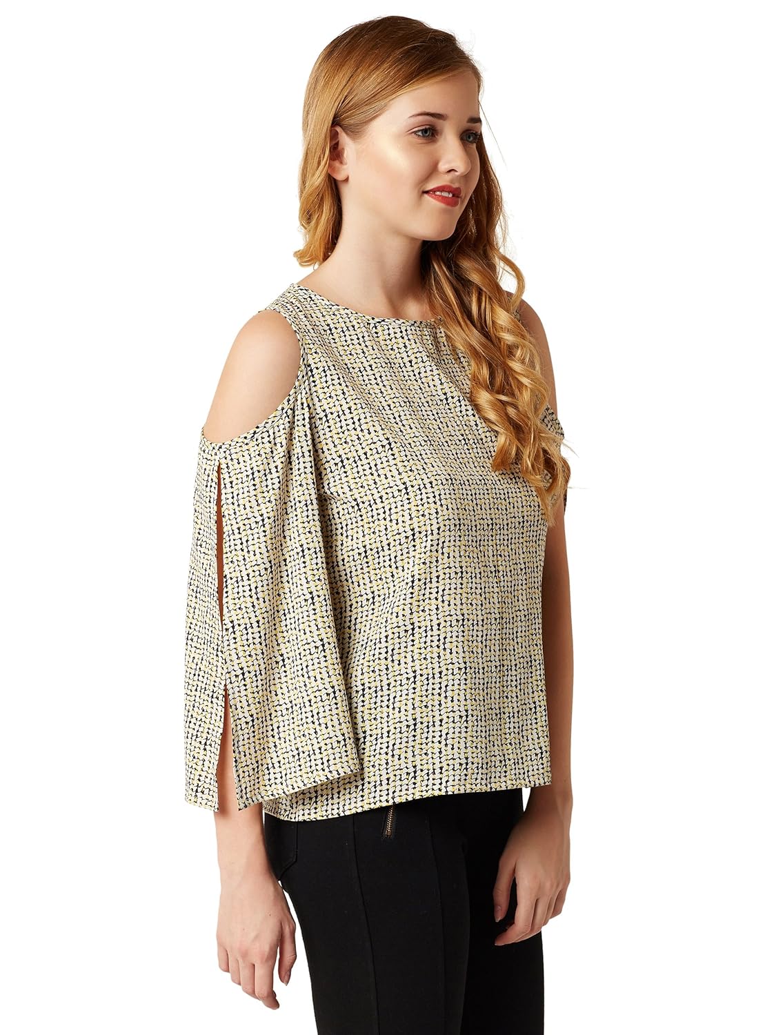 Women's Coral Ribbed Cold Shoulder Relaxed Fit Top - Image 4