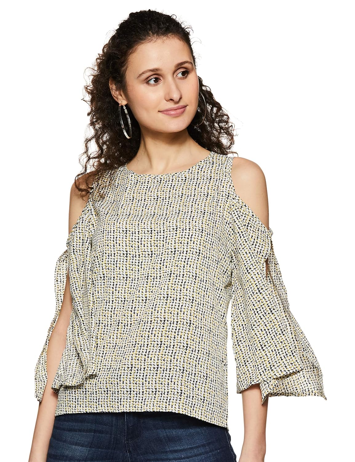 Women's Coral Ribbed Cold Shoulder Relaxed Fit Top