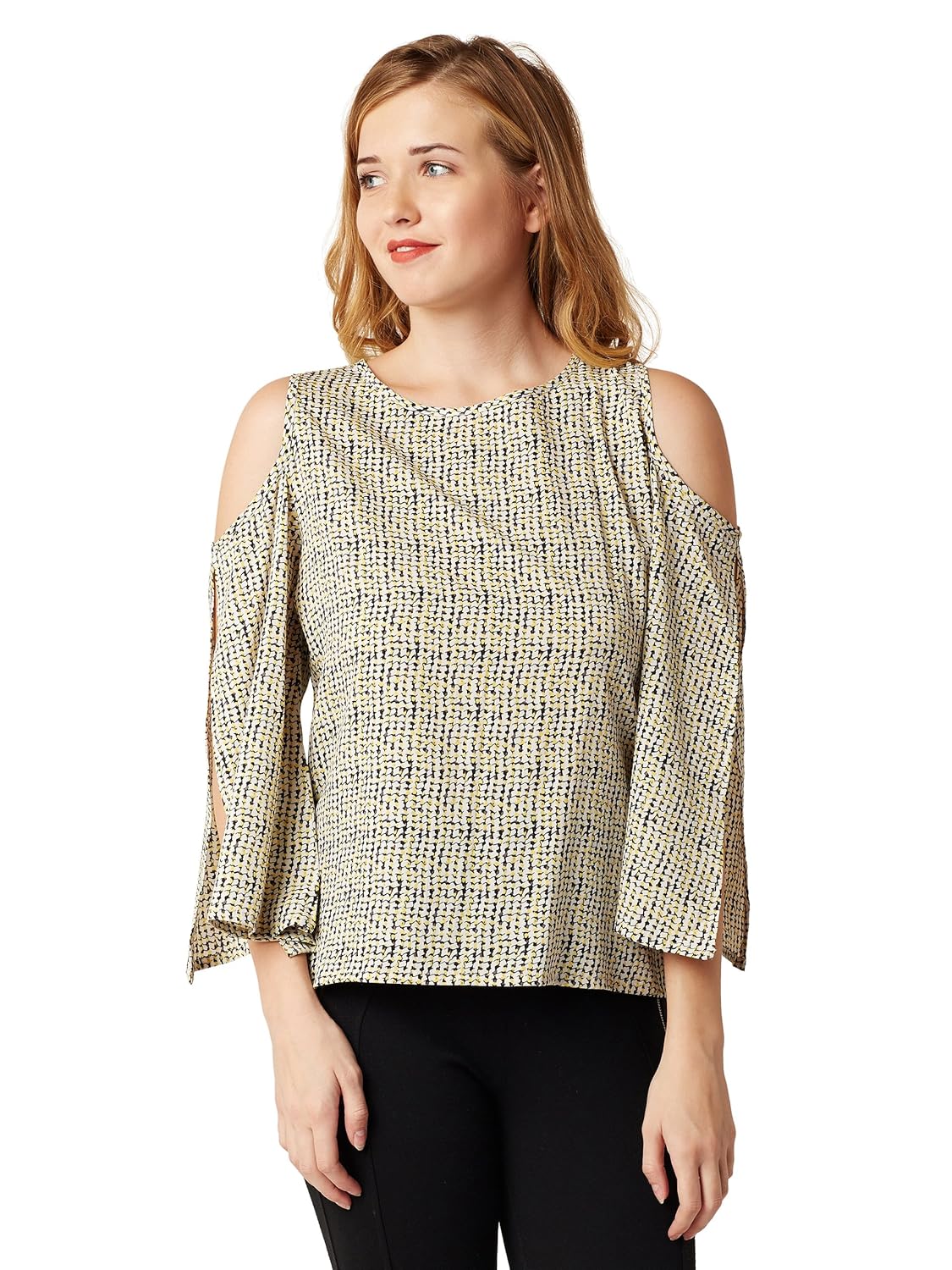 Women's Coral Ribbed Cold Shoulder Relaxed Fit Top - Image 2