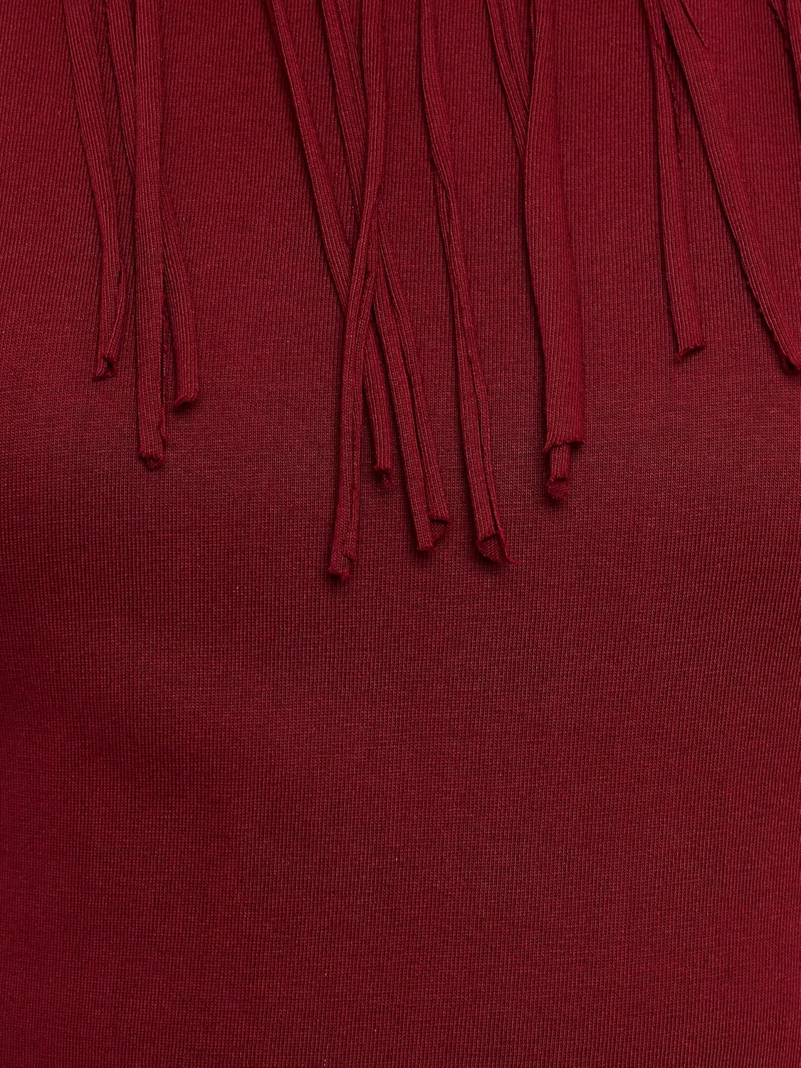 Women's Maroon Cotton Round Neck Sleeveless Solid Mini Bodycon Dress - Image 6