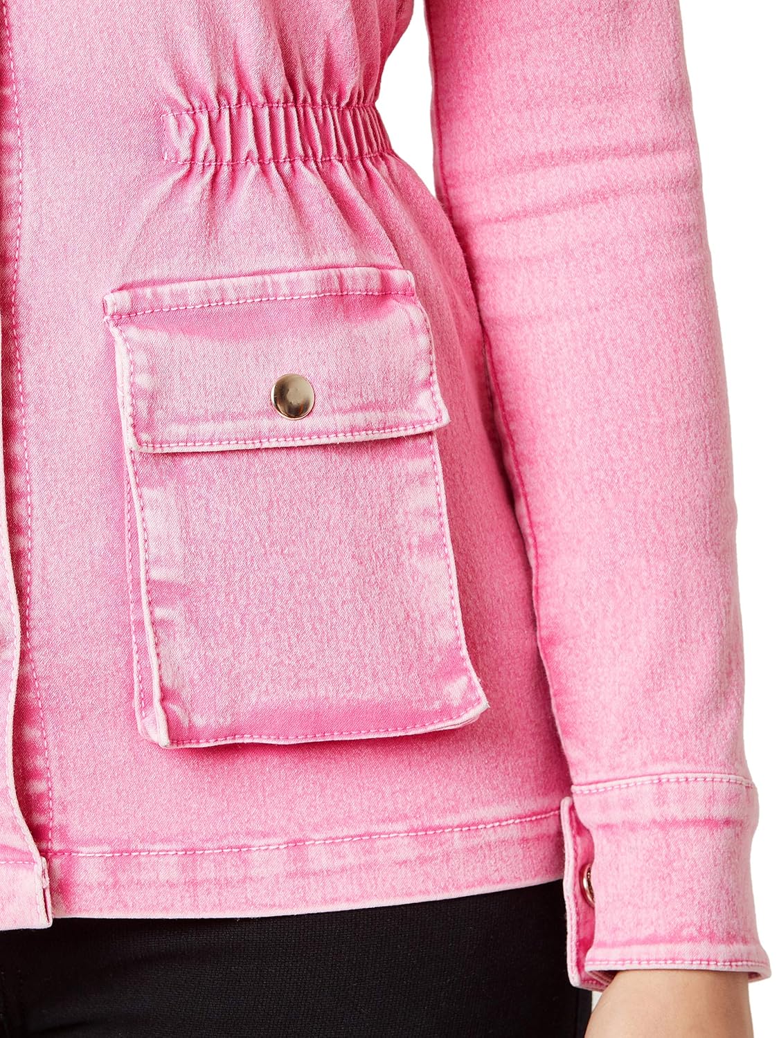Women's Pink Denim Solid Jacket - Image 5